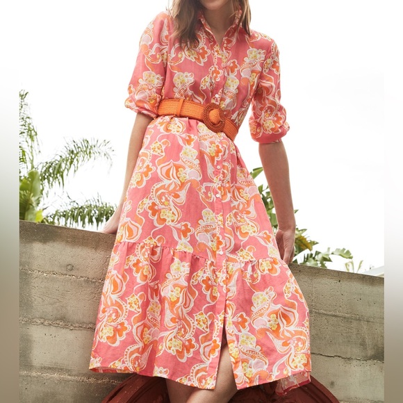 J. McLaughlin Foley Linen Dress in Trinidad Abstract - Picture 9 of 10